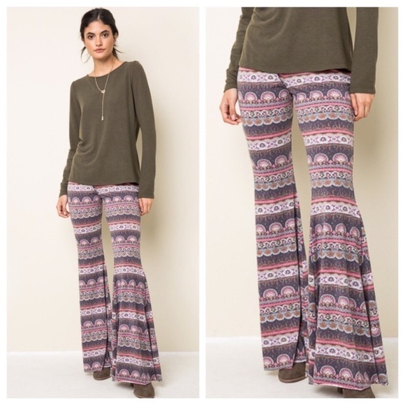 Boho Printed Bell Bottoms - Picture 1 of 6